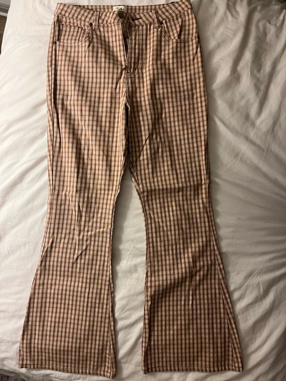 Ghanda Women’s Plaid Orange Flare Pants